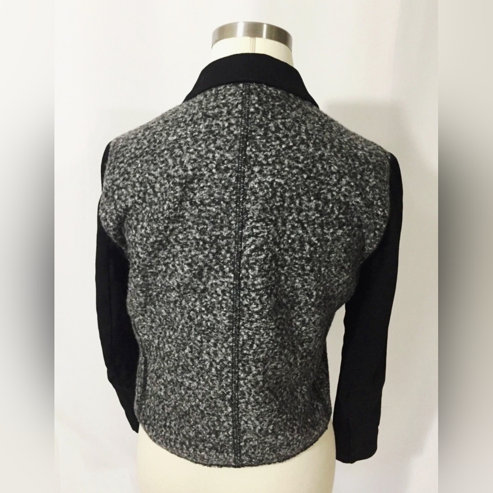 White House Black Market | Black & Gray Blazer with Tuxedo Lapel | - Picture 6 of 10